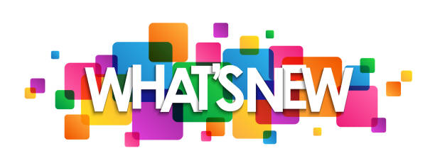 WHAT'S NEW vector typography banner on colorful squares